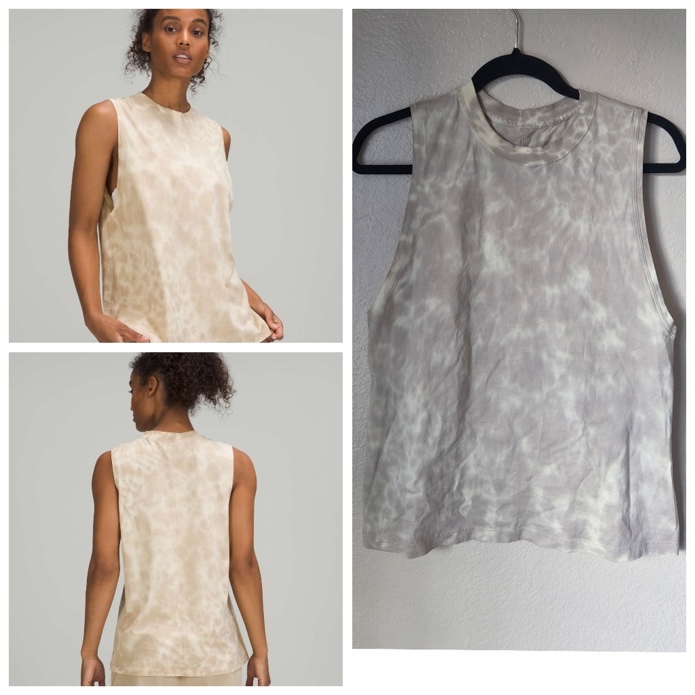 Lululemon All Your Tank Top Tie Dye Lemon Chiffon Size 8